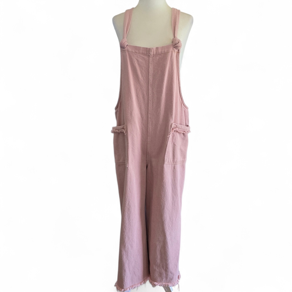 Umgee Light Pink Denim Jumpsuit with Pockets